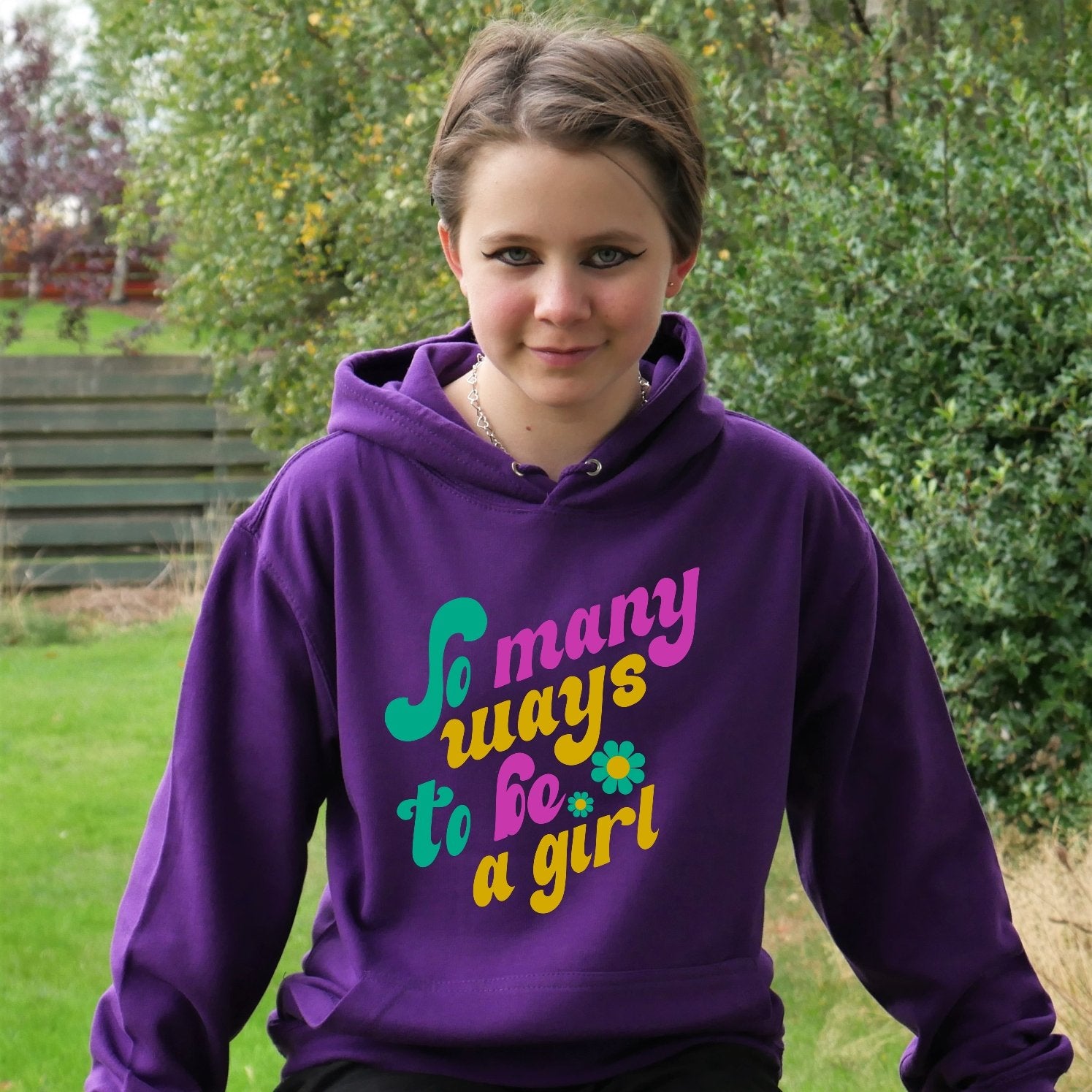 70s Vibe Many Ways to be a Girl Hoodie for Teens/Adults - Scarf Monkey