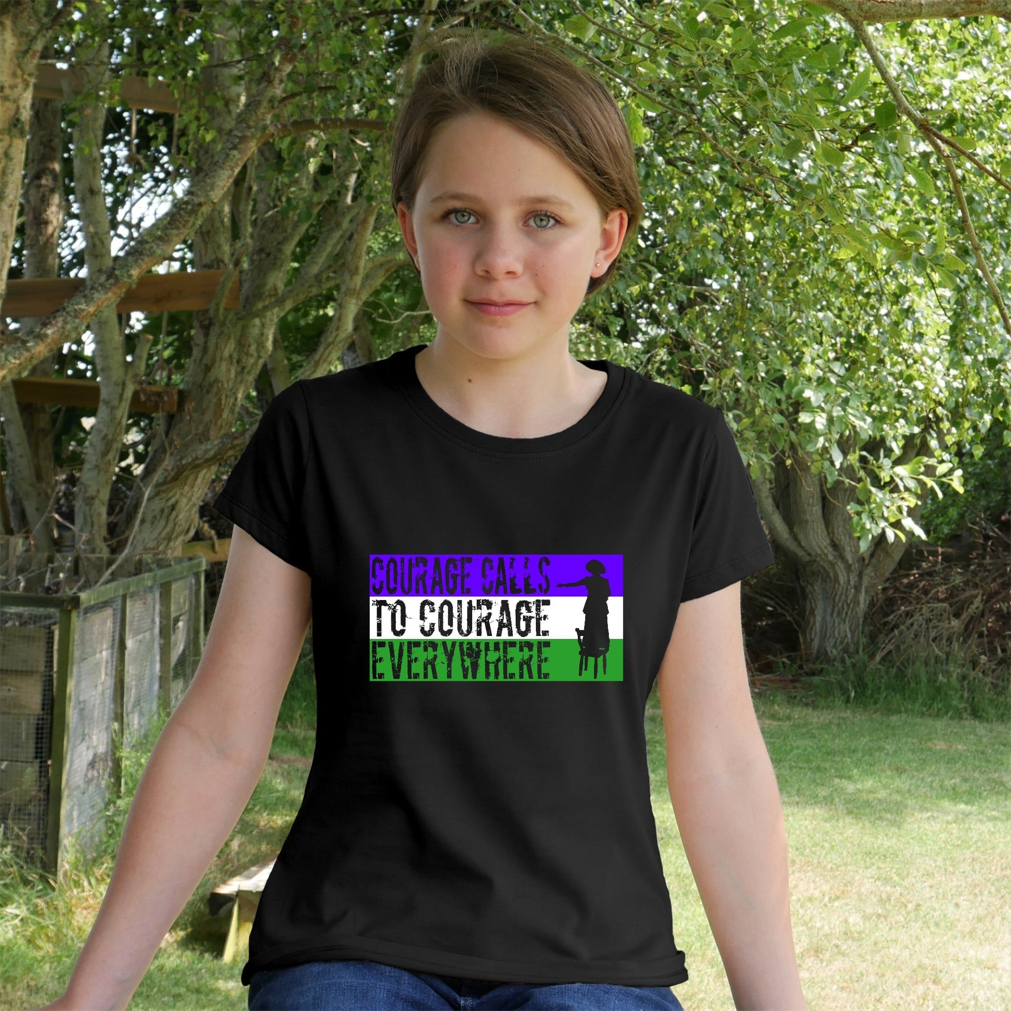Courage Calls Suffragettes Organic Cotton Girls T-Shirt - Scarf Monkey