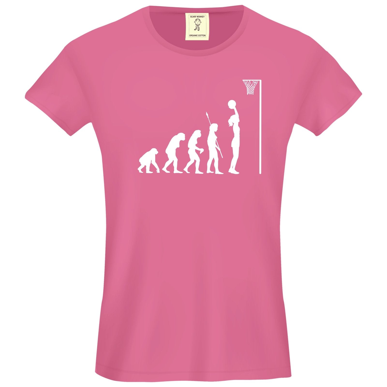 Evolution of Netball Organic Cotton Girls T-Shirt - Scarf Monkey