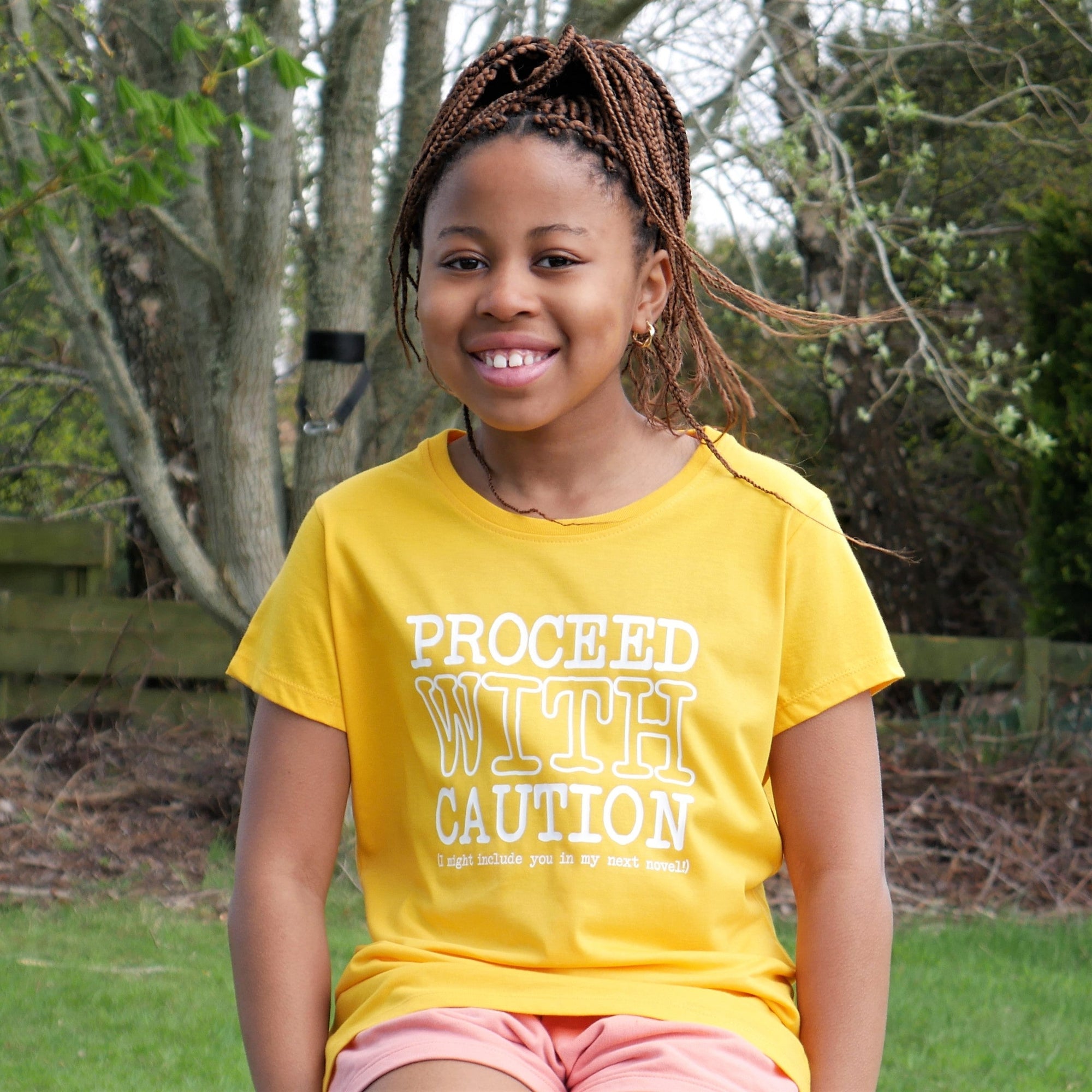 Proceed With Caution! (Literature) Organic Cotton Girls T-Shirt - Scarf Monkey